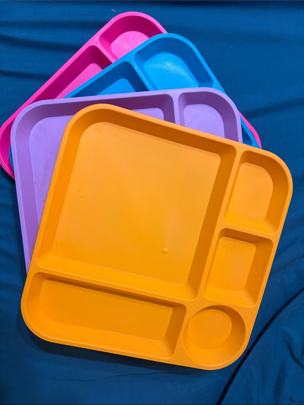 Silicone Compartment Plate - Orange, Pink, Blue, Purple.
